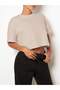 Women's Relaxed Cut Crew Neck Crop T-Shirt - 5