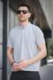قميص رجالي من Cole Slim Fit مرن من الليكرا بنصف أزرار وأكمام قصيرة وياقة محايدة - 2