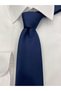 Woven Fabric Patterned Navy Blue Tie - 2