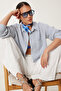Striped Oversize Muslin Shirt Lsa0012 Cream Blue
