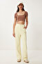 Lycra Comfortable Palazzo Knitted Trousers Yellow Lrv0019