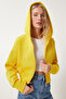 Hooded Hooded Zippered Sweatshirt Yellow Low0019 - 2
