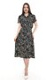 Floral Neckline Button Belted Dress with Pockets 405