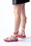 1001-1001 Fuchsia Multi Ankle Lace Women's Sandals - 4