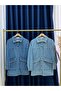 Gazelle Collar and Pocket Stone Embroidered Denim Jacket-Ls1455 Blue - 5