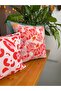وردي - قماش سويدي منقوش باللون الأحمر، طباعة رقمية على الوجهين، مجموعة من 2 غطاء وسادة للزينة - 2