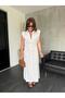 Original Model, Belt Detailed, Gold Buttoned, Beige, Linen Dress - 6