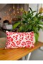 Leopard Patterned Pink - Red Themed Suede Double Sided Decorative Throw Pillow Cover - 30X50Cm
