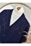 Dila Baklava Pattern Perforated Cardigan-Zi̇6150 Navy Blue - 2