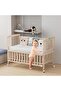 Wooden Portable Crib, 3 Level Height Adjustment, Folding Rail, Natural Wood - 5