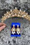 Clara Gold Bridal Henna Crown Special Occasion Accessory Women's Crown and Three Shuttle Earrings Set