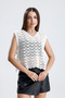 Women's Openwork Seasonal V-Neck Cotton Knitwear Sweater Glz037 - 3