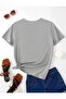 Women's Gray Mama Heart Printed Oversize T-Shirt - 2
