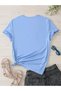 Women's Baby Blue Mama Heart Printed Oversize T-Shirt - 2