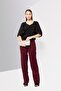 Women V-Neck Bell Sleeves Eyelet Top, Black - 2