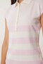Polo Neck Striped Summer Knitwear Dress Pink Bone Lki̇0033 - 4