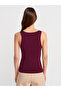 10746 Kalın Askılı Basic Triko Bluz-Bordo - 2
