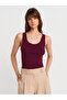10746 Kalın Askılı Basic Triko Bluz-Bordo - 3