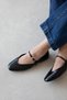 Evve Women's Buckle Detail Wrinkled Leather Ballerinas Black