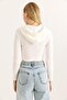 Long Sleeve Hooded Crop Blouse White - 4