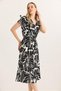 Women's Dress with Drawstring Waist and Rope Detail on the Shoulders Black - 3