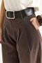 Linen Blend Palazzo Trousers Brown - 4