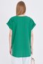 Women's Dark Green V-Neck Oversize Blouse with Side Slits and Long Double Sleeve Detail on the Back Arm-24Y001074 - 6