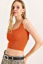 Square Neck Crop Knitwear Blouse Orange - 3