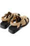 Women's Beige Nubuck Sandals with Adjustable Buckle and Thick Heel Style Closed Toe - 4