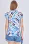 Women's Blue Collar and Ruffled Sleeves Blouse Arm-25Y001028 - 7