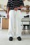 Elastic Waist Linen Baggy Trousers White - 4