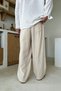 Cream Waist Elastic Linen Baggy Trousers Beige - 3