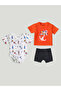 Unisex Cotton Red T-Shirt, Short & Onesie Cotton 3-Piece Set: 3-6 M - 2