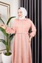 Women's Powder Hijab Clothing Shirt Detailed Striped Viscose Crashed Dress Double Suit - 8
