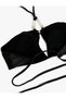 Shiny Bikini Top with Metal Accessories, Window Detail and Tie-Up Halter Neckline - 3