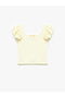Square Neck Ruffled Butterfly Sleeve Blouse
