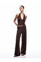 Wrap Fabric Textured Slim Fit Back Low-Cut Halter Neck Blouse - 2