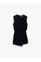 Crepe Fabric Sleeveless Crew Neck Double Breasted Shorts Skirt Detail Mini Dress - 3