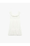 Ruffle Detailed Round Neck A-Line Layered Sleeveless Dress with Lace Detail - 2