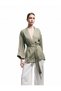 Aerobin Fabric Belt Detailed 3/4 Wide Sleeve Satin Kimono - 2