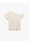 Bürümcük Fabric Slim Fit Short Sleeve Asymmetric Collar Blouse - 3