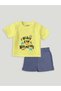 Unisex Cotton Yellow T-Shirt, Short & Onesie Cotton 3-Piece Set: New Born - 3