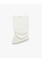 Asymmetrical Crew Neck Wrap Slim Fit Draped Tank Top - 3