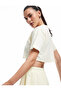 Cotton Relaxed Cut Crew Neck Crop Sports T-Shirt