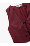X Melis Ağazat - V-Neck Bow Front Tie Detailed Crop Vest - 5