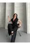 Women's Belted Vest Palazzo Pants Suit - 4