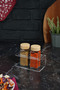 Eron 105 Cc Double Glass Spice Rack Set - Bamboo Lid, 3 mm Plexi Stand