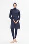 Full Covered Vest Parachute Fabric Hijab Swimsuit Navy Blue 3476-L