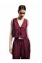 X Melis Ağazat - V-Neck Bow Front Tie Detailed Crop Vest - 2