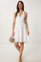Mini Muslin Dress with Lace Stripe Ecru Lhf0030